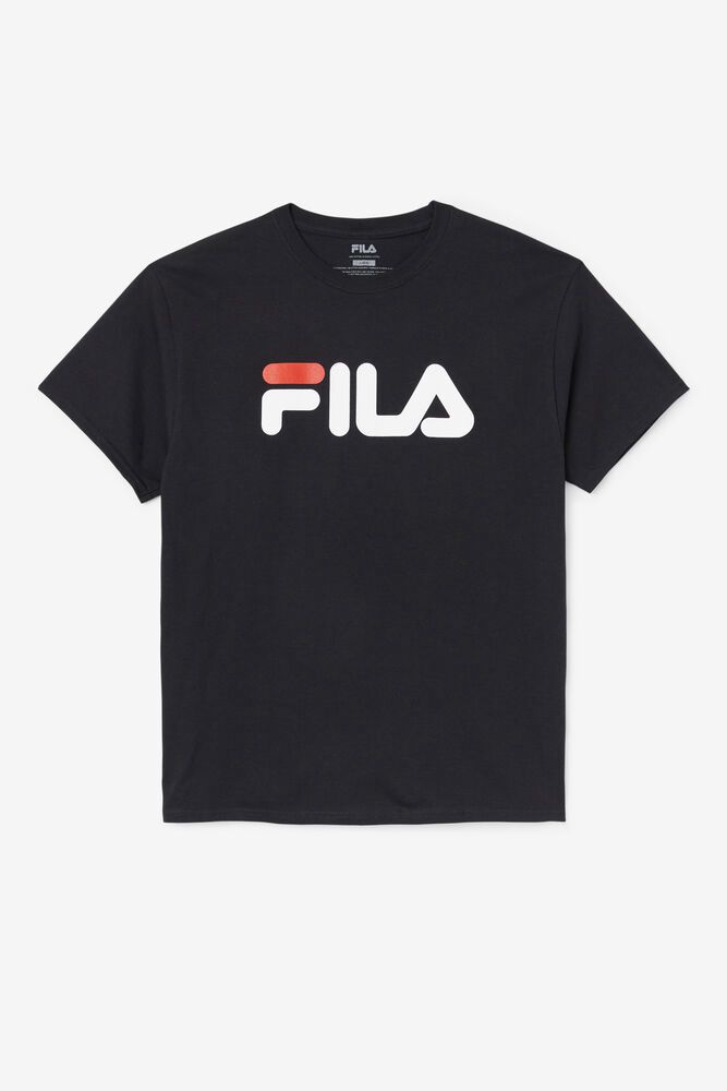 Fila T-Shirt Mens Black Logo - Ireland 18059-JHCZ